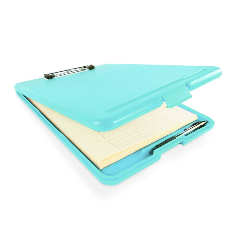 Super Z Outlet Clipboard with Storage Slim Folding for Nursing, Teachers, Coaches & Office, Plastic Heavy Duty with Pen Holder (9.5â€ x 13.5â€) (Turquoise) - Image 1